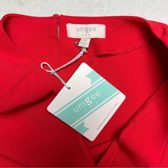 Umgee Red High Low Chiffon Back Dress Size Small NWT - Picture 3 of 6